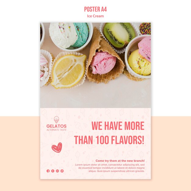 Plantilla de póster de helado