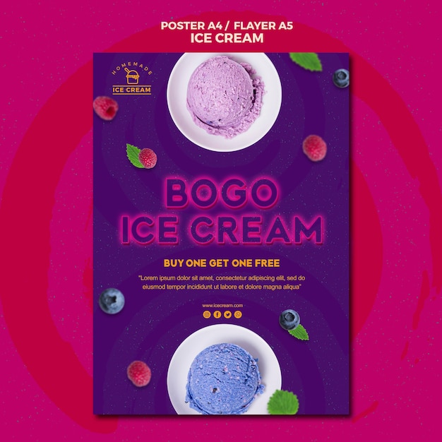 PSD gratuito plantilla de póster de helado