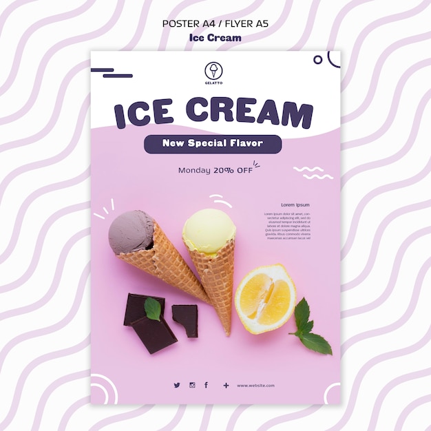 PSD gratuito plantilla de póster de helado