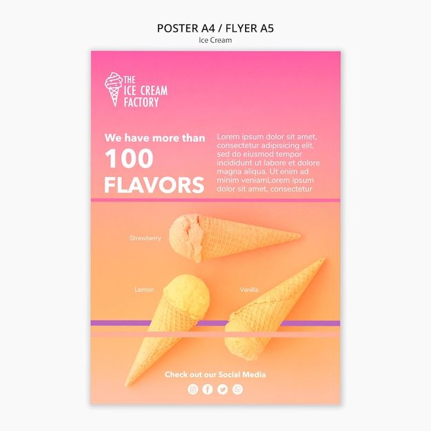 PSD gratuito plantilla de póster de helado