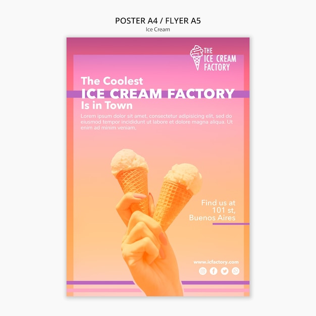 PSD gratuito plantilla de póster de helado