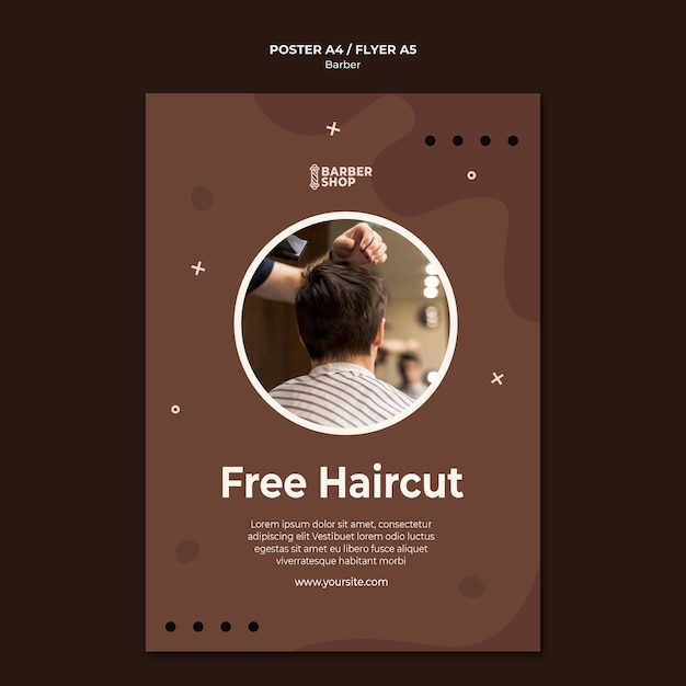 PSD gratuito plantilla de póster de hombre de corte de pelo gratis en peluquería