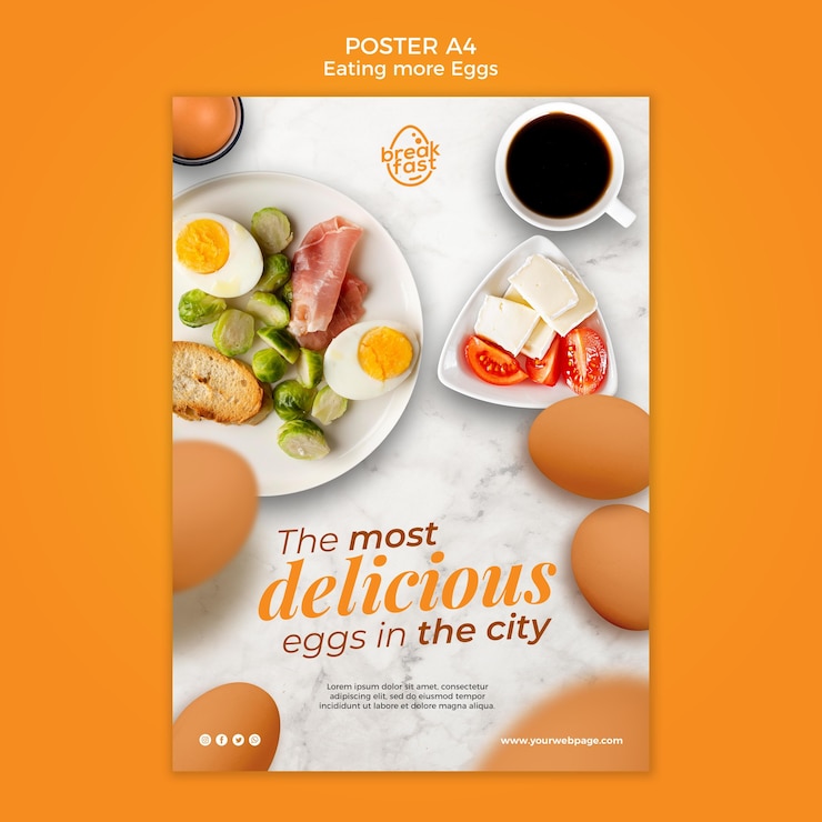 PSD gratuito la plantilla de póster de huevos más deliciosa.