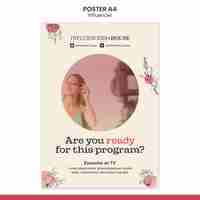 PSD gratuito plantilla de póster de influencers con foto