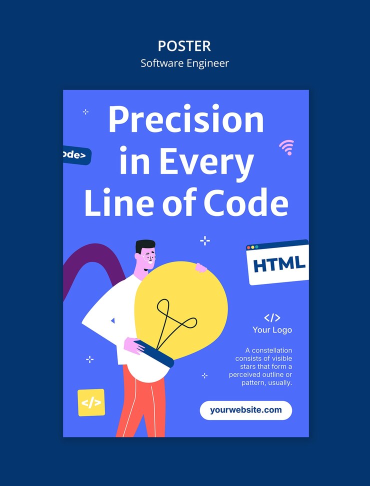 PSD gratuito plantilla de póster de ingeniero de software