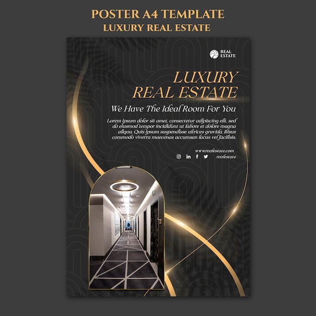 Plantilla de póster inmobiliario de lujo