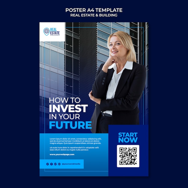 PSD gratuito plantilla de póster de inversión inmobiliaria