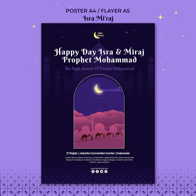 Plantilla de póster de isra miraj