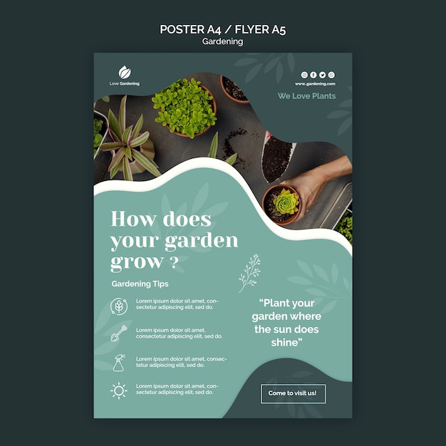 PSD gratuito plantilla de póster para jardinería