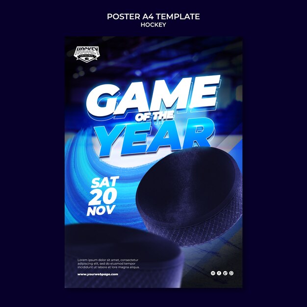 Plantilla de póster del juego de hockey del año