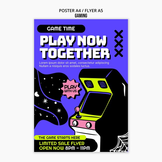 plantilla de póster de juegos retro