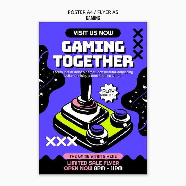 plantilla de póster de juegos retro