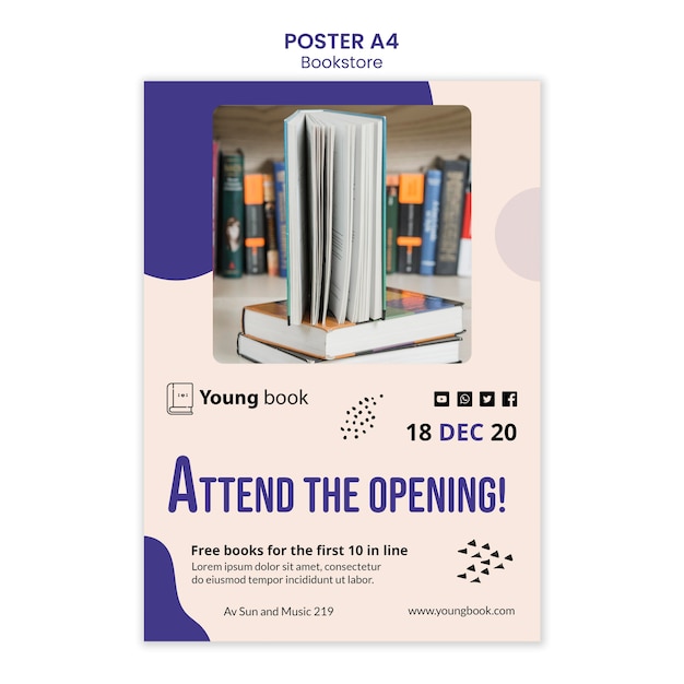 Plantilla de póster de librería