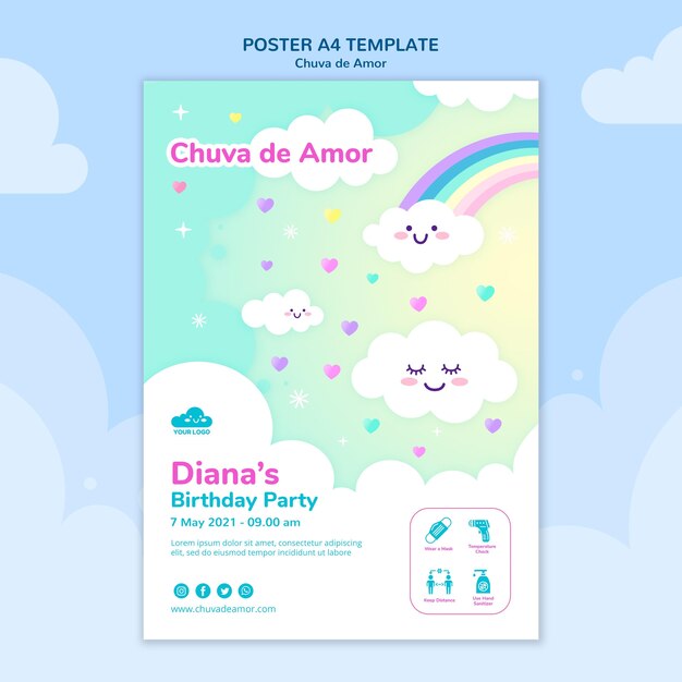 Plantilla de póster de lluvia de amor
