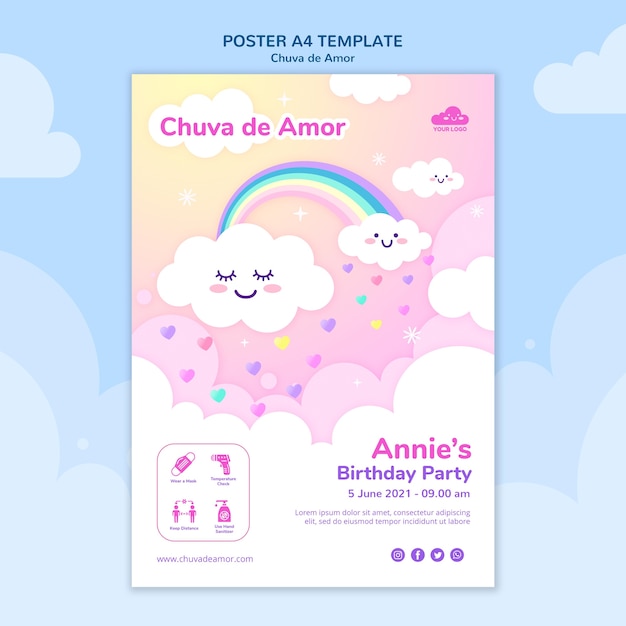 Plantilla de póster de lluvia de amor