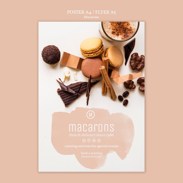 Plantilla de póster de macarons