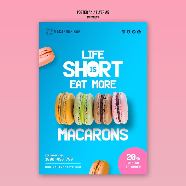 PSD gratuito plantilla de póster de macarons