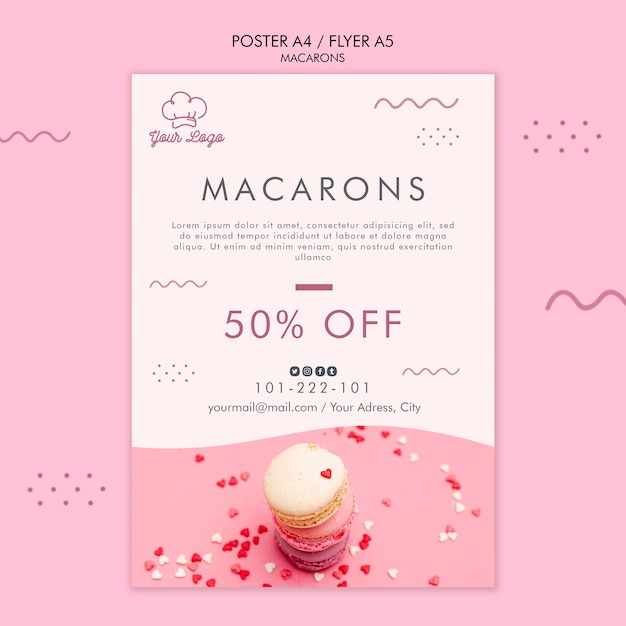 PSD gratuito plantilla de póster de macarons