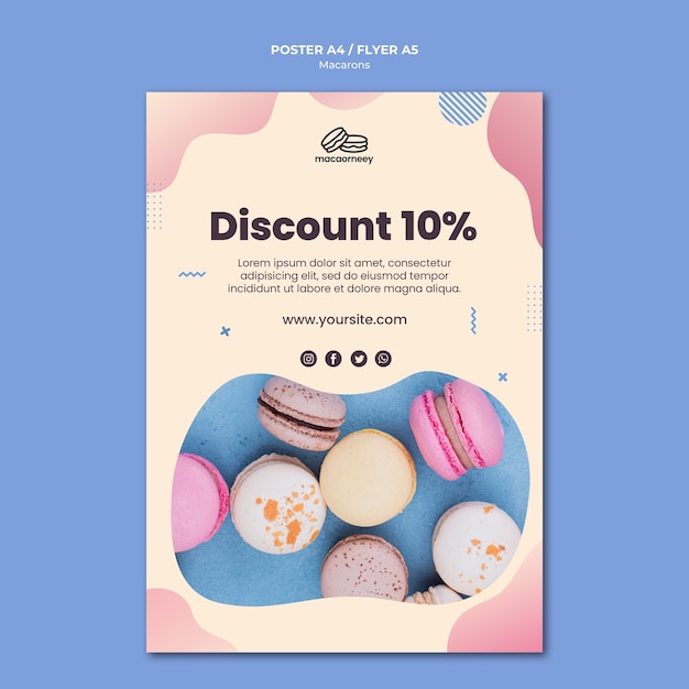 PSD gratuito plantilla de póster con macarons