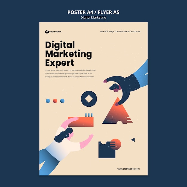 PSD gratuito plantilla de póster de marketing digital