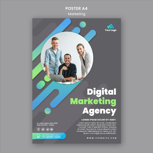 Plantilla de póster de marketing digital
