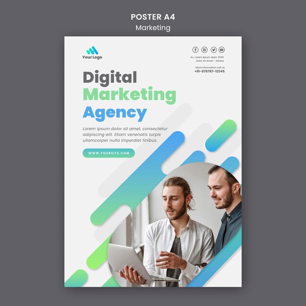 Plantilla de póster de marketing digital