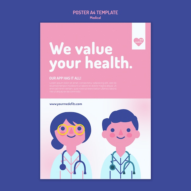 PSD gratuito plantilla de póster médico