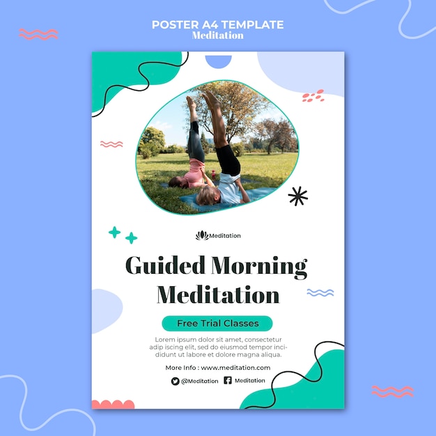 PSD gratuito plantilla de póster de meditación guiada