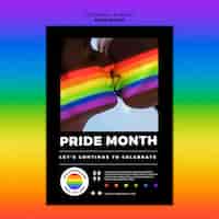 PSD gratuito plantilla de póster del mes del orgullo de diseño plano