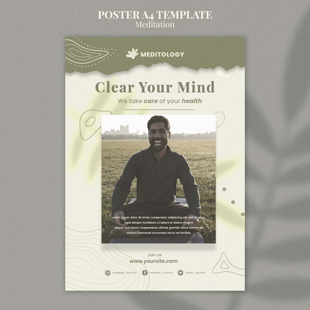 PSD gratuito plantilla de póster de mindfulness abstracto