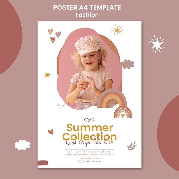 PSD gratuito plantilla de póster de moda de diseño plano