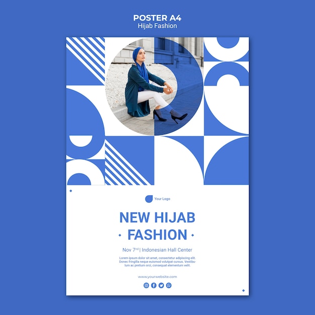 PSD gratuito plantilla de póster de moda hijab con foto