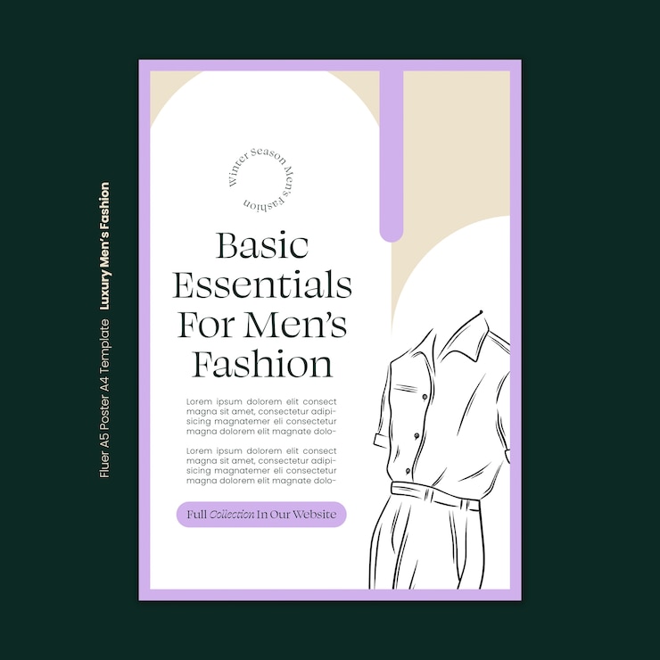 PSD gratuito plantilla de póster de moda masculina de lujo.