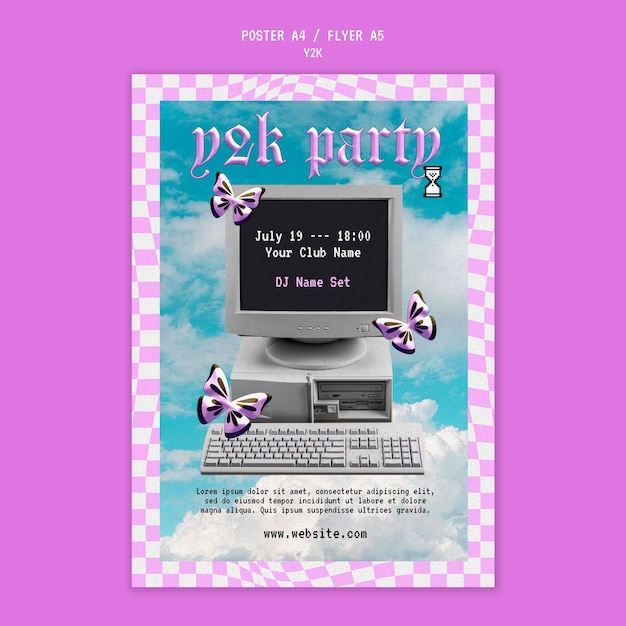 PSD gratuito plantilla de póster de moda retro y2k