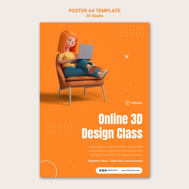 Plantilla de póster de modelado 3d