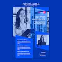 PSD gratuito plantilla de póster con mujer de negocios