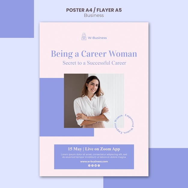 PSD gratuito plantilla de póster para mujeres en los negocios.