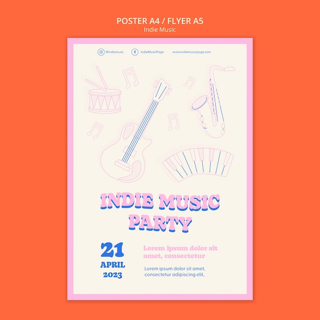 PSD gratuito plantilla de póster de música indie