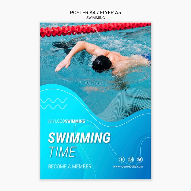 Plantilla de póster con natación