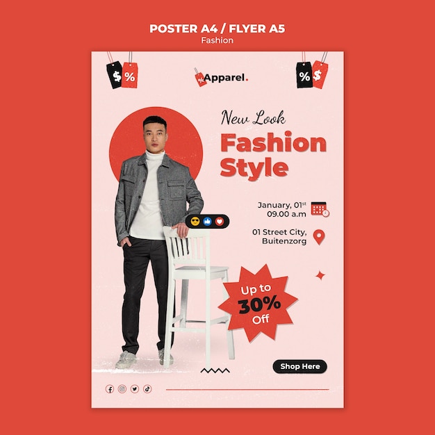 PSD gratuito plantilla de póster de negocios de moda