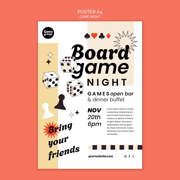 plantilla de póster de la noche del juego