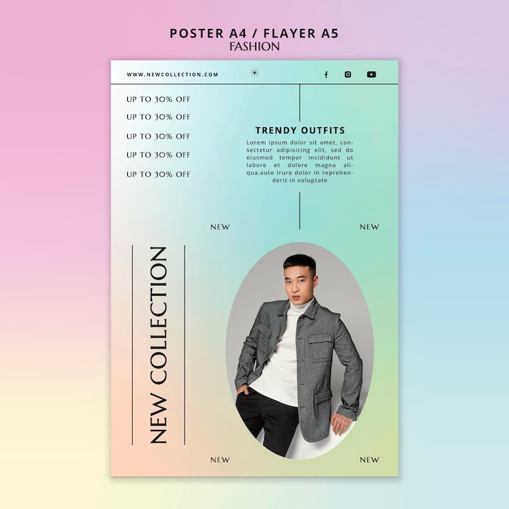 PSD gratuito plantilla de póster de nueva colección de moda