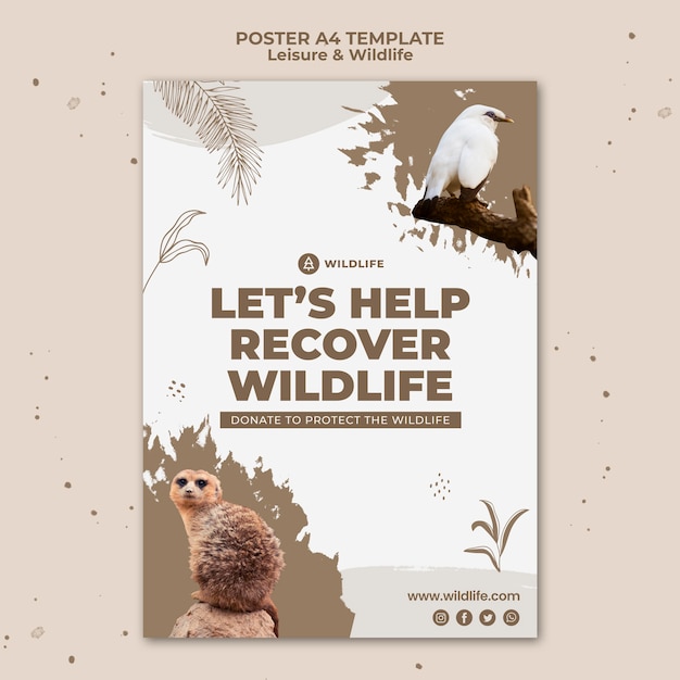 PSD gratuito plantilla de póster de ocio y vida silvestre