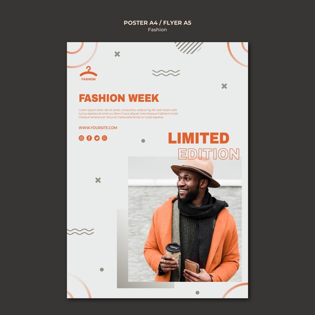 Plantilla de póster de oferta limitada de la semana de la moda