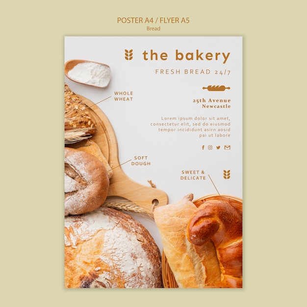 Plantilla de póster de pan siempre fresco