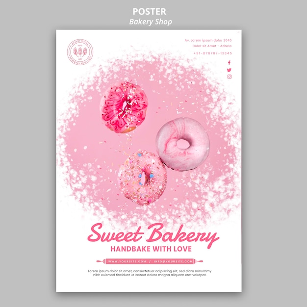 PSD gratuito plantilla de póster de panadería