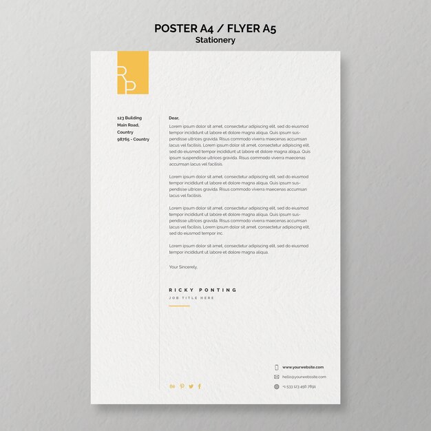Plantilla de póster de papelería