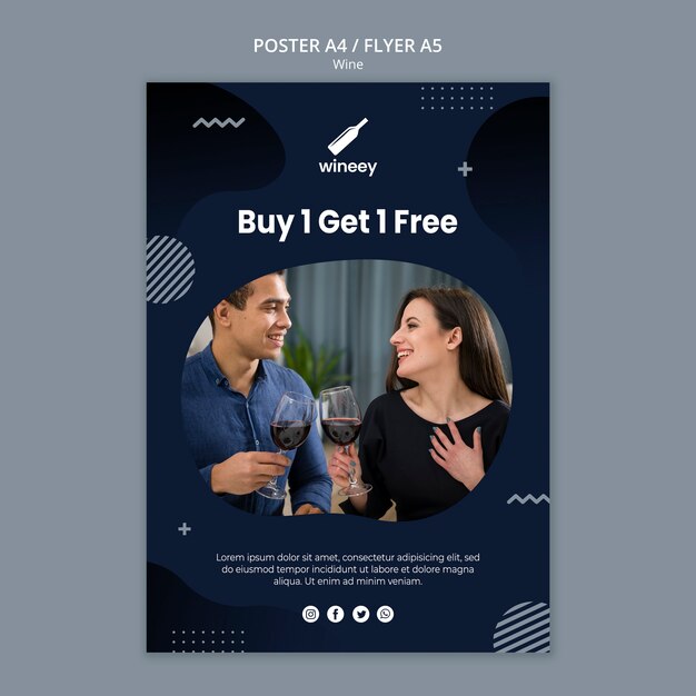 Plantilla de póster con pareja para bodega