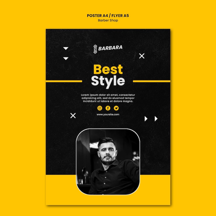 PSD gratuito plantilla de póster de peluquería