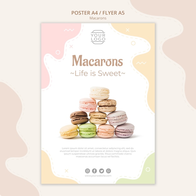 Plantilla de póster pirámide de macarons